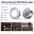Simple Lighting - PL-1W-4000K - Infographics - 30mm Round LED Plinth Light