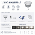 Simple Lighting - PL-1W-4000K - Infographics - 12 v DC and Dimmable