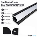 Simple Lighting - PRO-COR-B1-15MM-2M - Infographics - 2m Black Corner LED Aluminium Profile