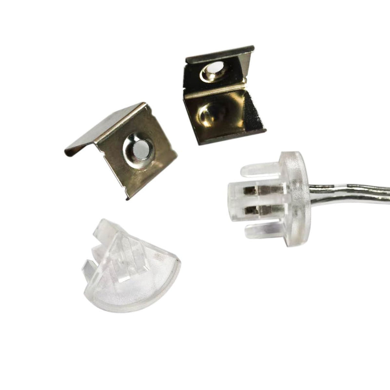 Simple Lighting - Lighteez 2m Corner LED Profile - Mounting clips, end cap, and cable for the corner LED profile.