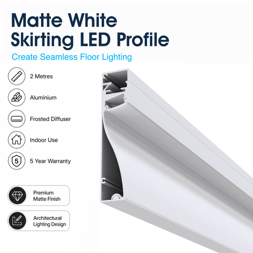 Simple Lighting - PRO-SKIRT-WH-2M - Infographics - Matte White Skirting LED Profile