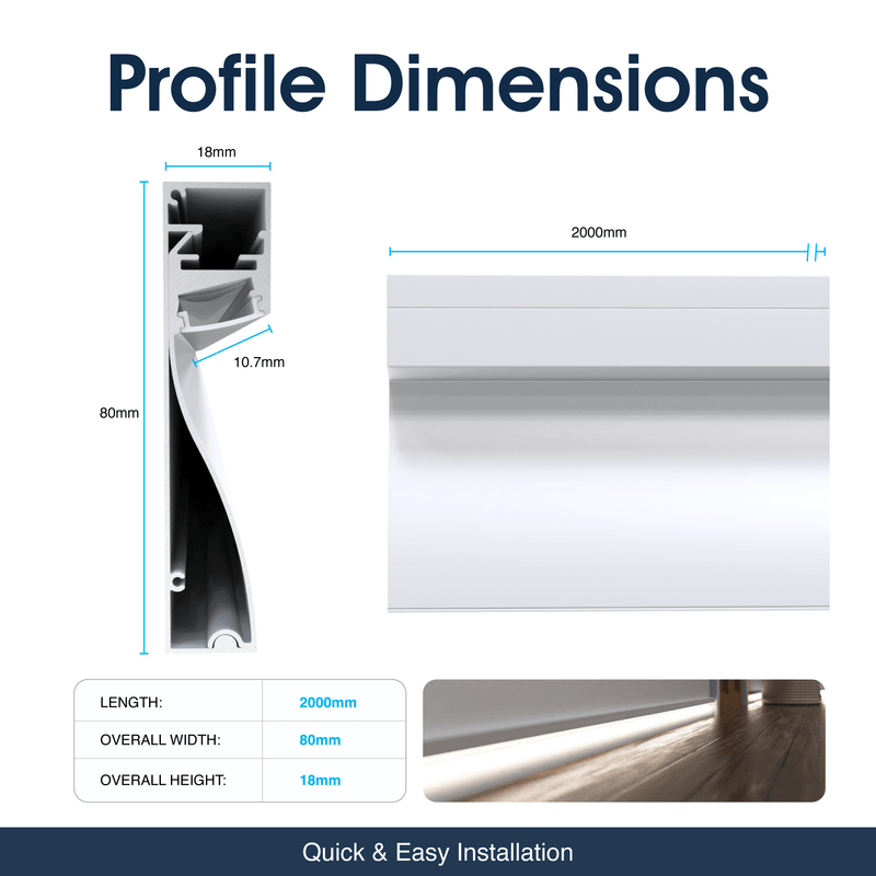 Simple Lighting - PRO-SKIRT-WH-2M - Infographics - Profile Dimensions