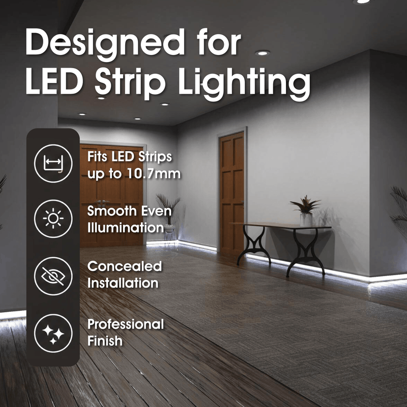 Simple Lighting - PRO-SKIRT-WH-2M - Infographics - Designed for LED Strip Lighting