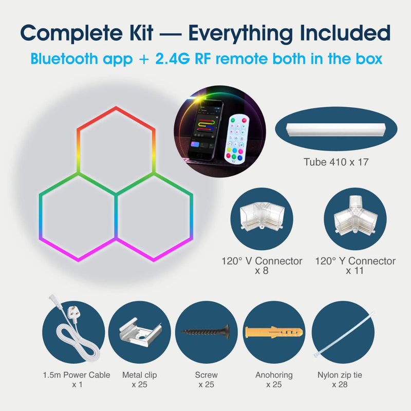 Lighteez - LTZ-HEX-3S-RGB - Infographics - Complete Kit - Everything Included