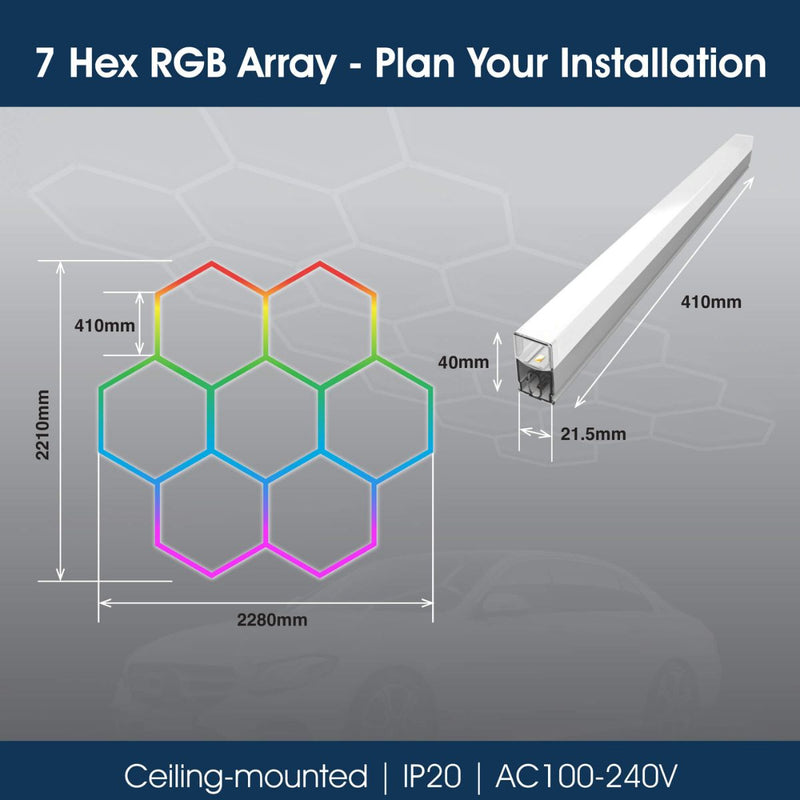 Lighteez - LTZ-HEX-7S-RGB - Infographics - 7 Hex RGB Array - Plan Your Installation