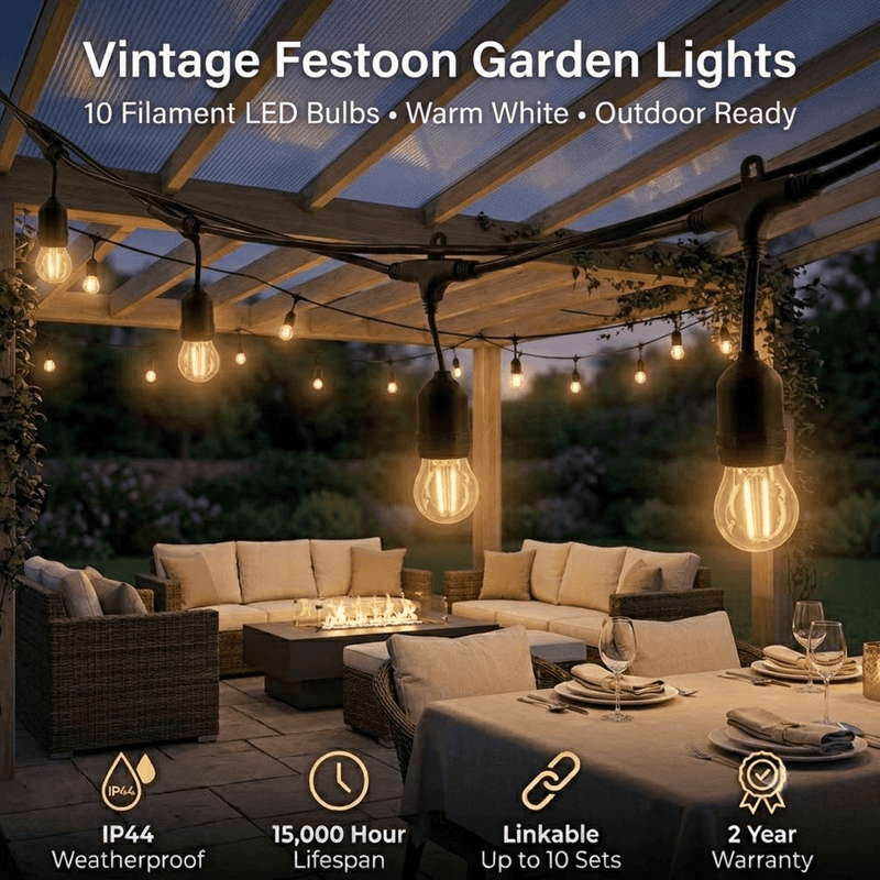 Simple Lighting - S17286 - Infographics - Vintage Festoon Garden Lights