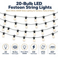 Simple Lighting - S9399 - Infographics - 20 Bulb LED Festoon String Lights