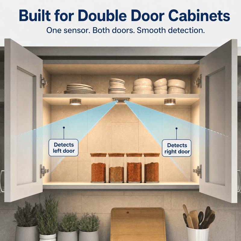 Simple Lighting - SEN-1224-DD - Infographics - Built for Double Door Cabinets