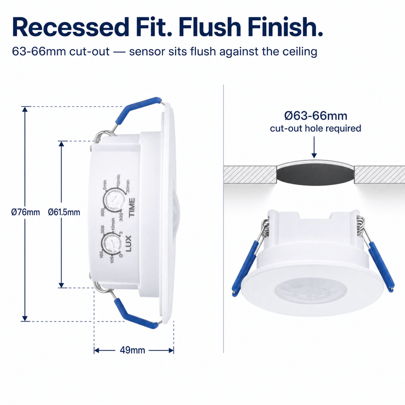 Simple Lighting - SEN-IR-W41 - Infographics - Recessed Fir. Flush Finish