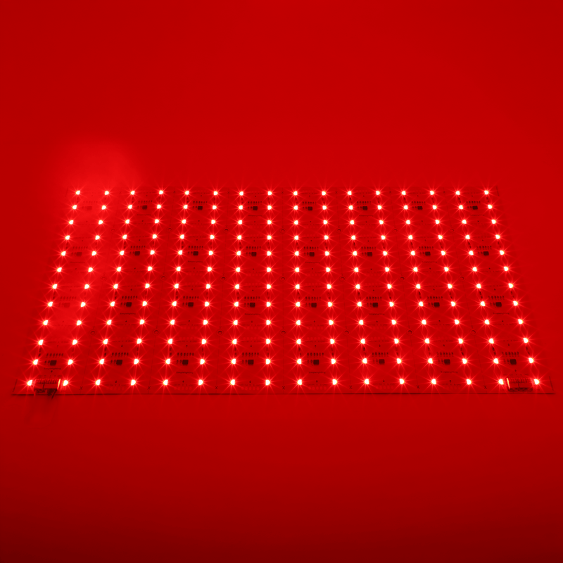 Simple Lighting - LED Sheet - The LED sheet with a red glow.