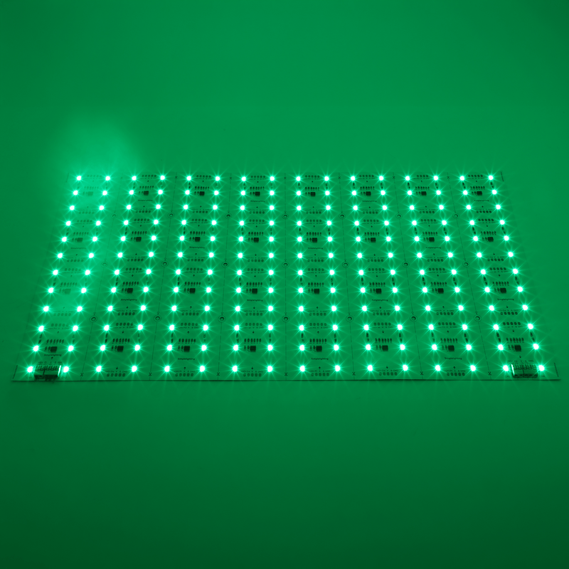 Simple Lighting - LED Sheet - The LED sheet with a green glow.