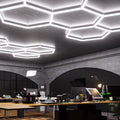 1 x Hexagon LED Light Kit - Cool White, White Finish (in action) - Studio