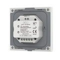 Simple Lighting - 4 Zone Touch Panel - Back of the white touch panel where DMX input and output can be connected