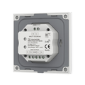Simple Lighting - CCT Touch Panel - Back of the white finish touch panel with visible DMX in and out ports.