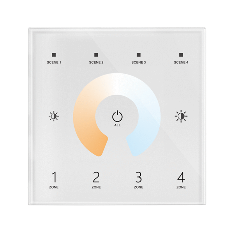 Simple Lighting - CCT Touch Panel - White finish panel for controlling colour temperature with scene and zoning feature.