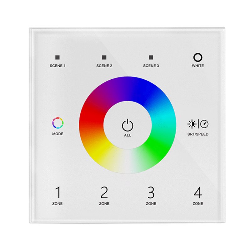 Simple Lighting - RGBW Remote Control - White finish touch panel with colour wheel and scene and zone controls