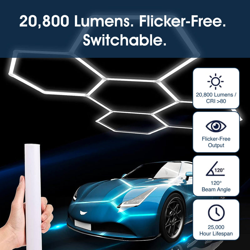 SL - T303 - Infographics - 20,800 Lumens. Flicker-Free. Switchable