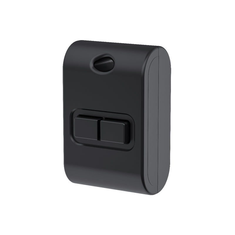 Wireless Kinetic Mini FOB Switch - 2 Gang, No Battery No Wiring, Black (angle 1)