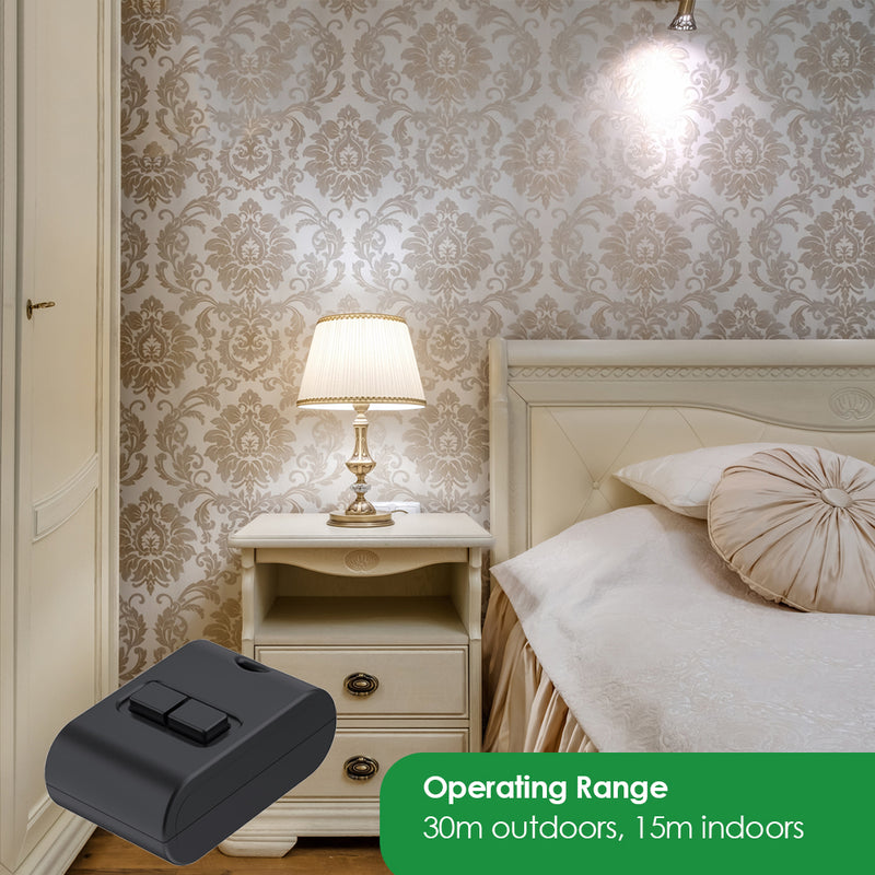 Wireless Kinetic Mini FOB Switch - 2 Gang, No Battery No Wiring, Black (operating range)