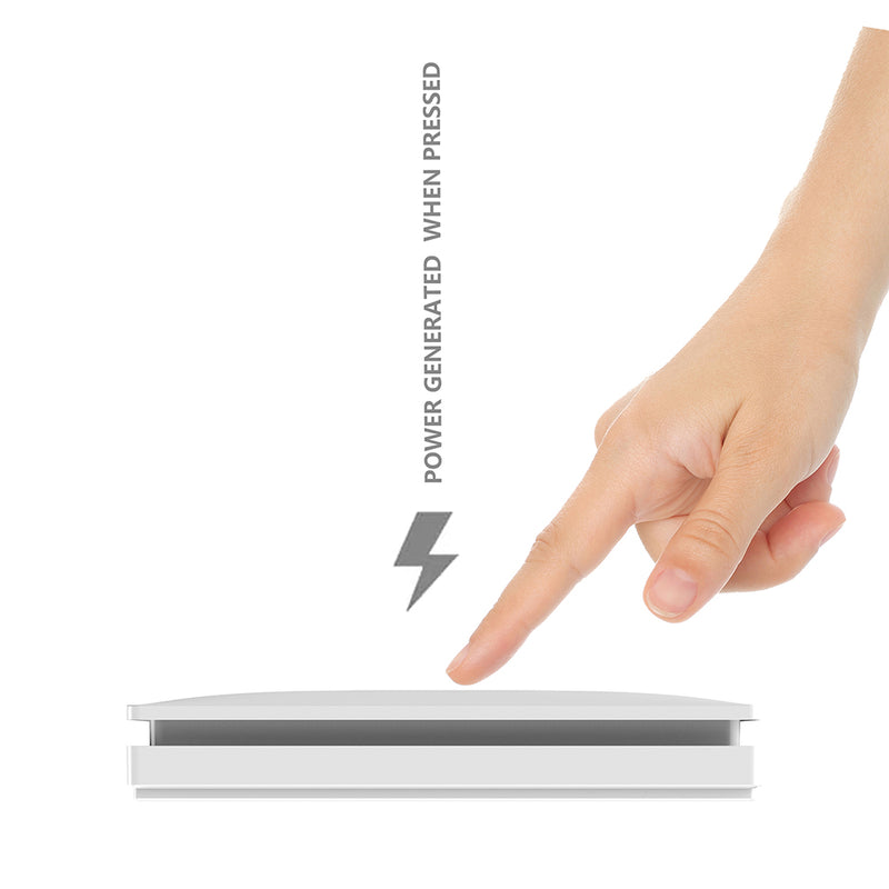 Wireless Kinetic Switch Kit - 1 Gang Switch & 1.5A Dimmable WiFi Receiver (power generated when pressed)