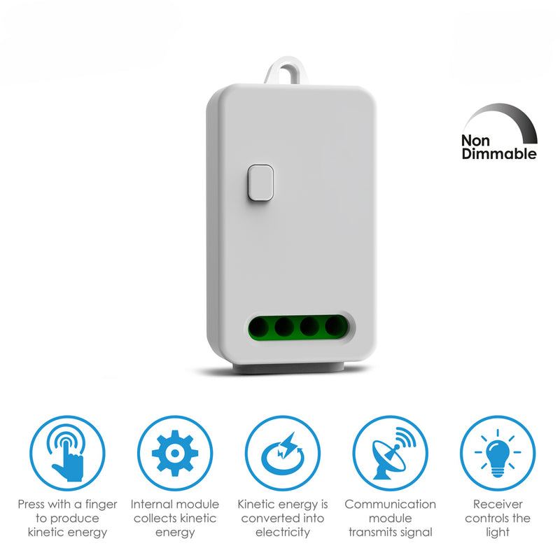 Kinetic Switch Receiver - 10A Non-Dimmable, High Load 433MHz RF (icons with features)