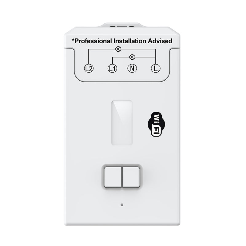 2 Way Kinetic Switch Receiver - 5A Non-Dimmable WiFi, Alexa & Google Compatible (angle 1)
