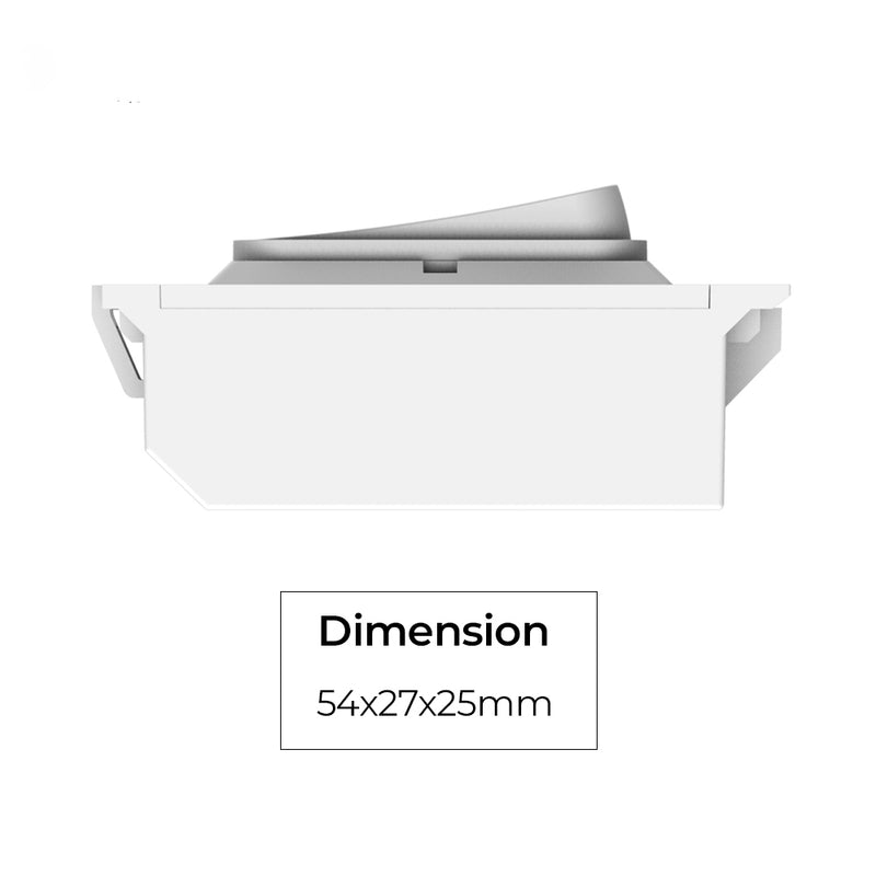 Kinetic Grid Switch - 1 Gang Wireless, Fits Hager Grid Plates, White (product dimensions)