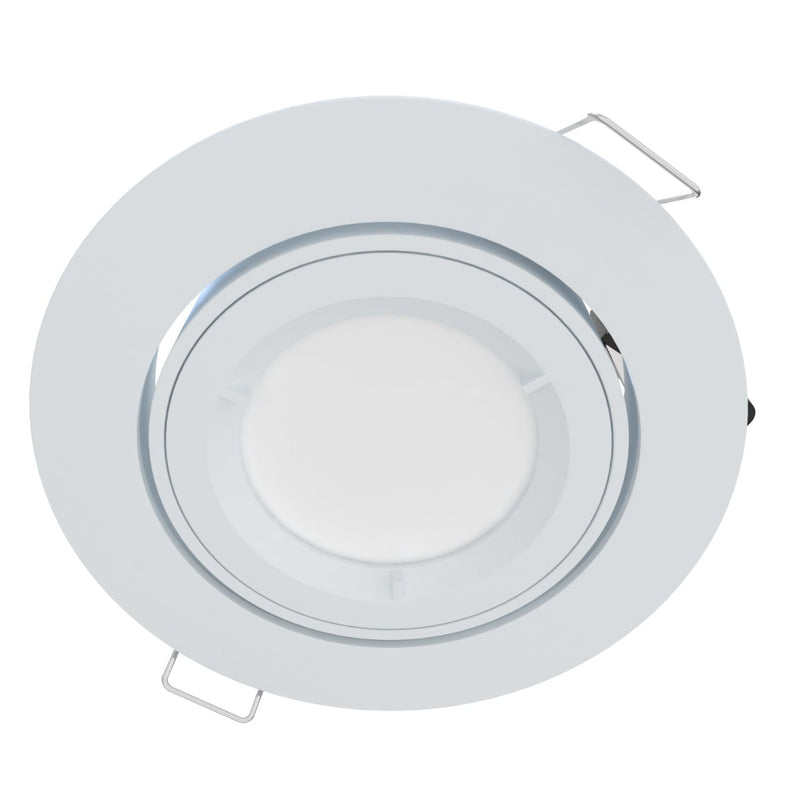 angled shot of a white tilt downlight