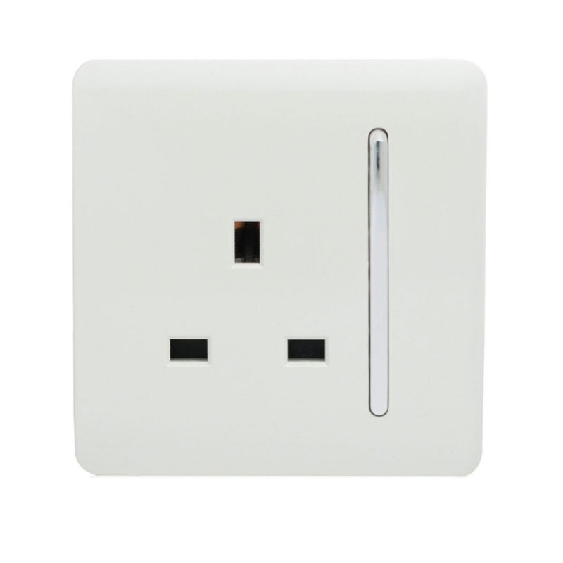 single switch with socket in a white finish