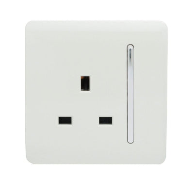 Trendi 1 Gang Artistic Modern Glossy Screwless 13 Amp Plug Socket Long White