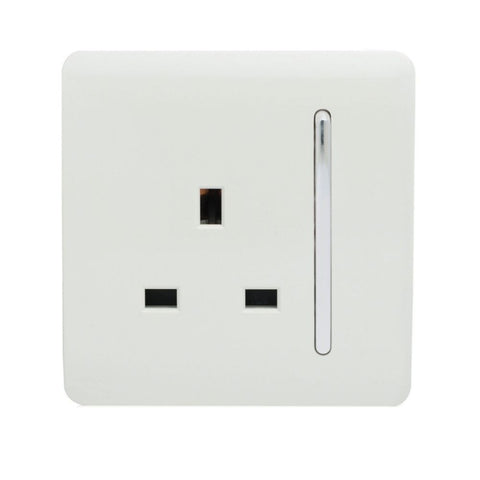 single switch with socket in a white finish