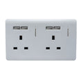 silver panel with 4 USB ports and 2 sockets 