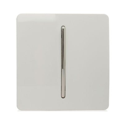 Trendi 1 Gang 2 Way Artistic Modern Glossy Screwless 10 Amp Rocker Light Switch White