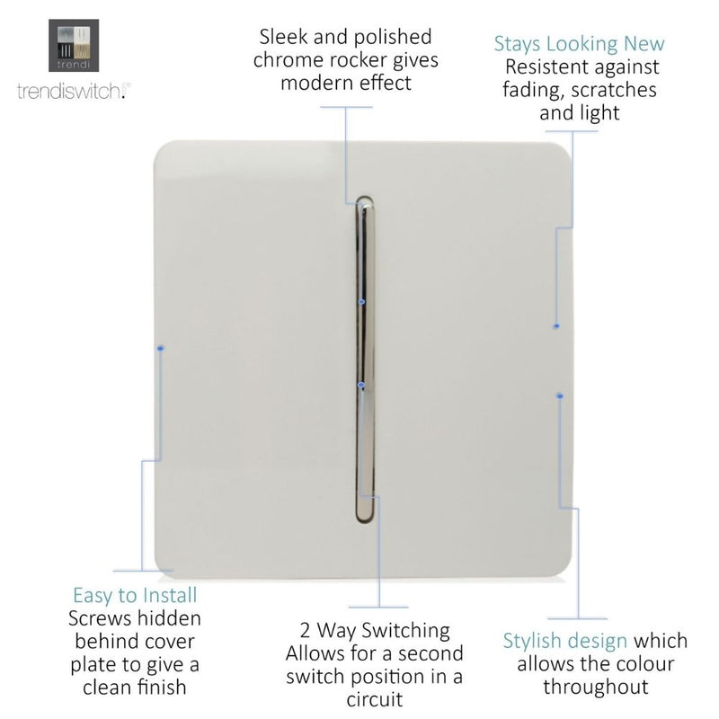 1 gang light switch in white with details