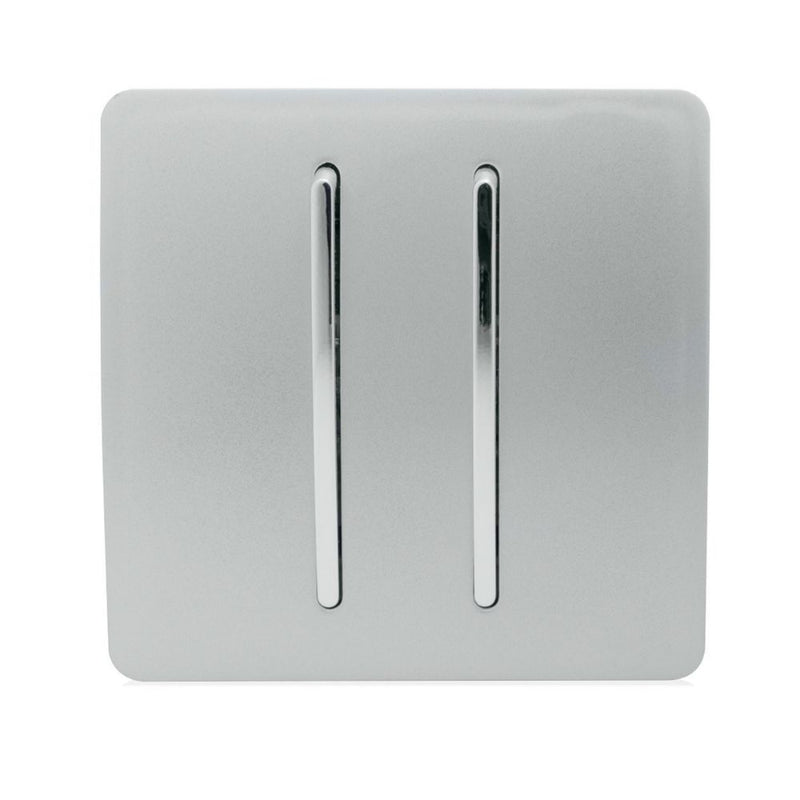 2 gang light switch in silver