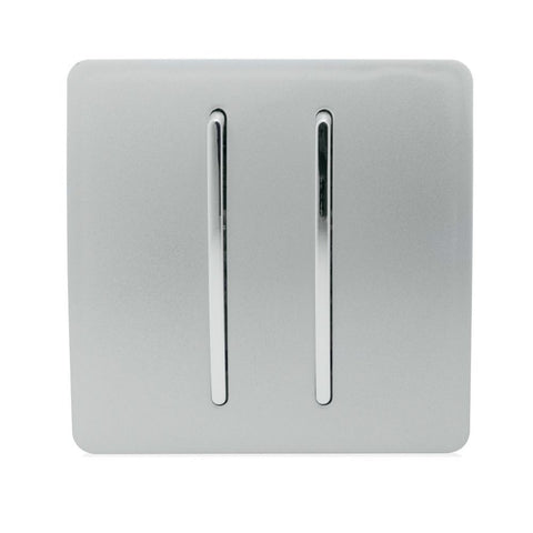 2 gang light switch in silver