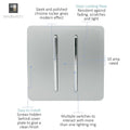 2 gang light switch in silver with details