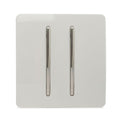 Trendi 2 Gang 2 Way Artistic Modern Glossy Screwless 10 Amp Rocker Light Switch White