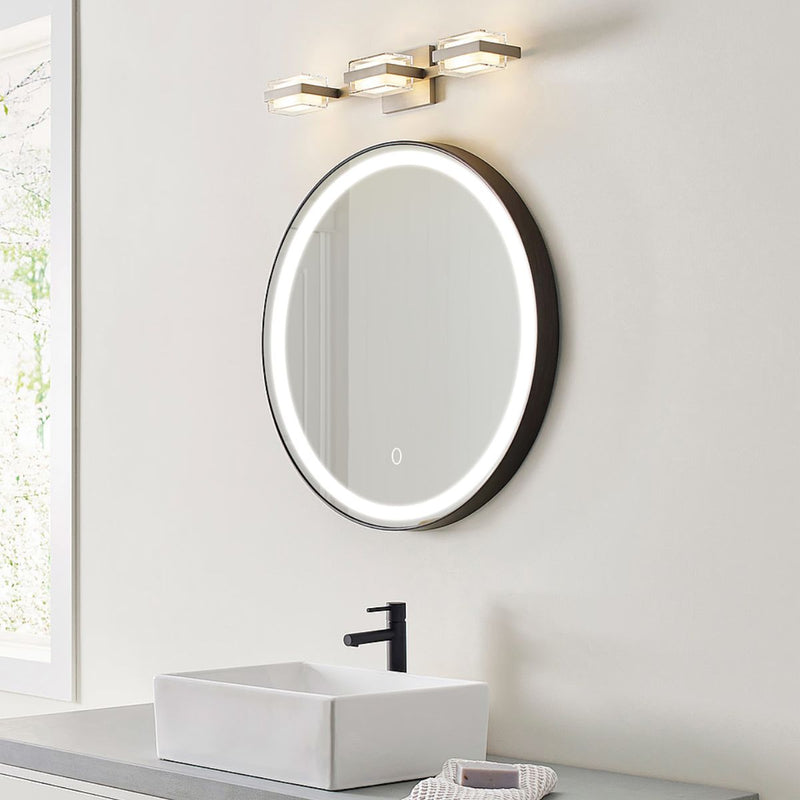 black trim LED bathroom mirror