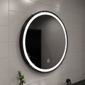 Black LED bathroom mirror right facing shot in natural white light