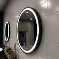 Black LED bathroom mirror left facing shot in natural white light
