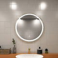 Titanium gold LED bathroom mirror in natural white light close up shot