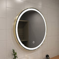 Titanium gold LED bathroom mirror facing right shot in natural white light