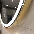 Titanium gold LED bathroom mirror close up shot of bezel