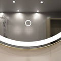 Titanium gold LED bathroom mirror with touch switch close up shot