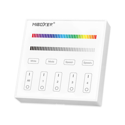 RGB/RGBW 4-Zone Wall-Mounted LED Controller – Battery-Powered, White