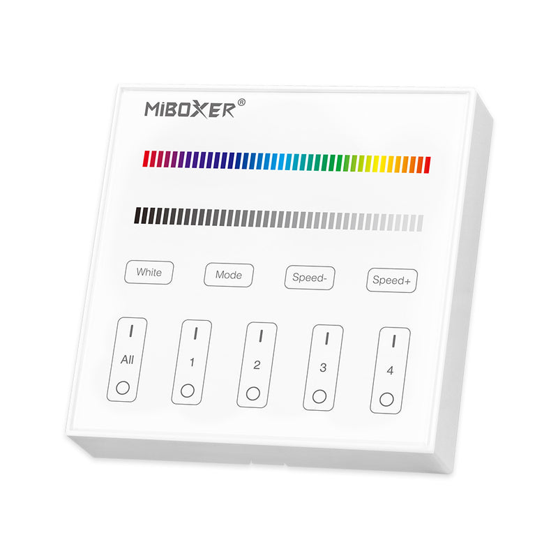 RGB/RGBW 4-Zone Wall-Mounted LED Controller – Battery-Powered, White
