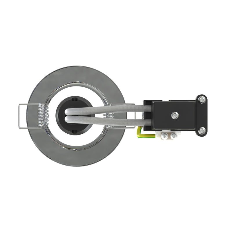 back view of a polished chrome downlight