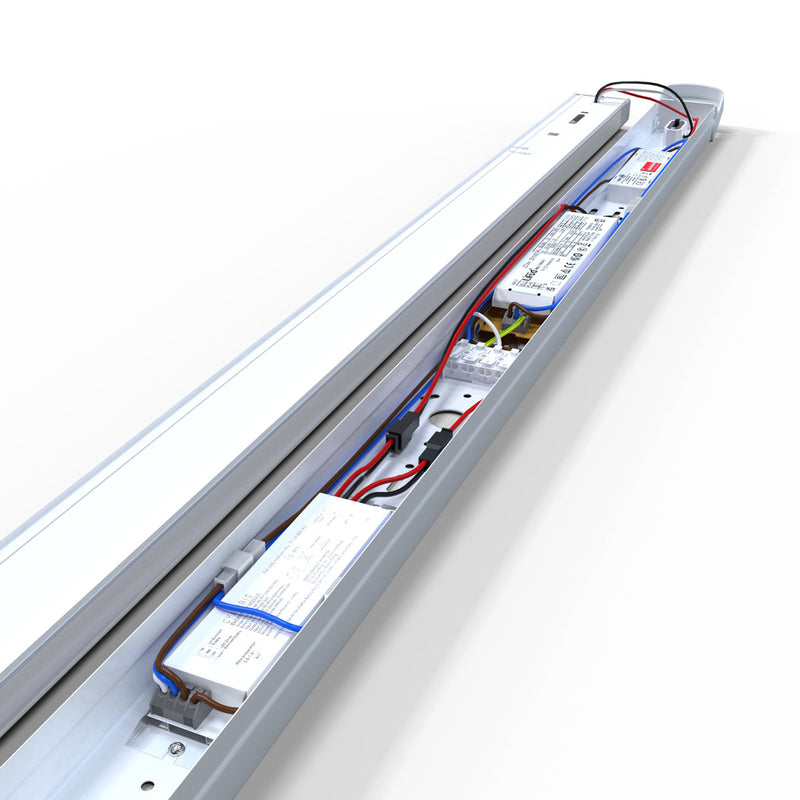 inside a 60w LED batten lights with microwave sensor and emergency module