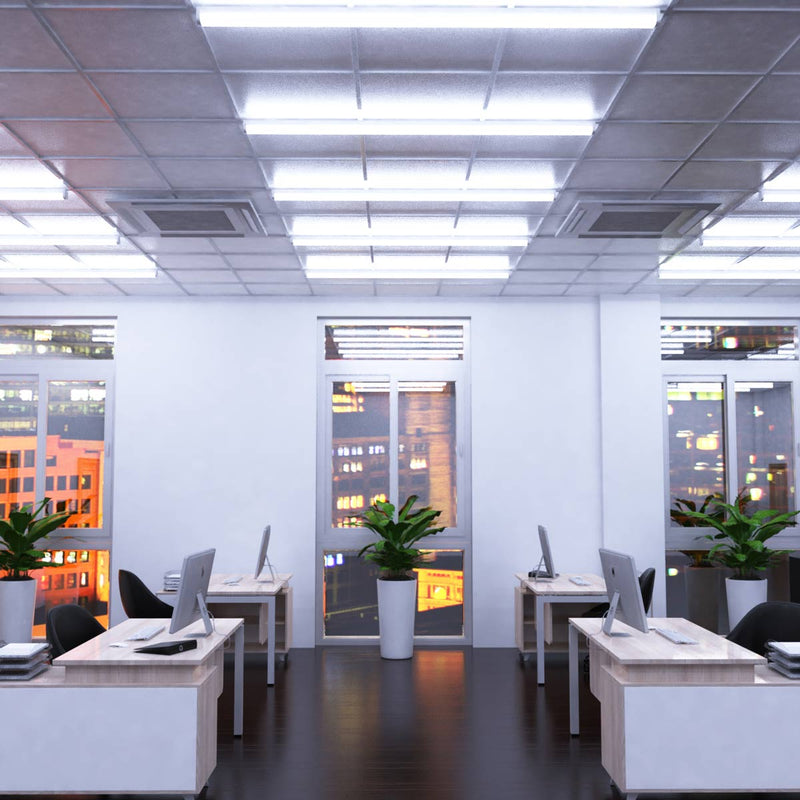 Full shot of an office with mounted 60w LED battens (150cm) with cool white light